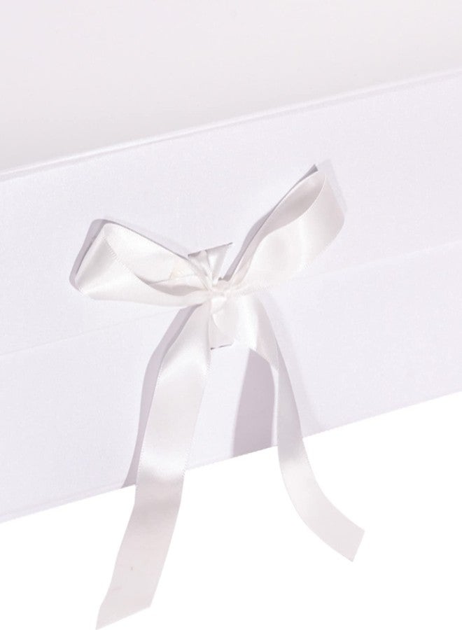 WRAPAHOLIC 2Pcs White Gift Box with Satin Ribbon, 13.8x7.9x4.7 Inches Collapsible Gift Box with Magnetic Closure for Party, Wedding, Gift Wrap, Bridesmaid Proposal, Storage - Image 4